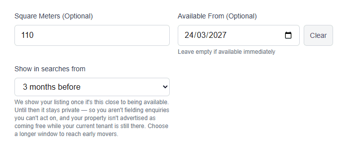 Choosing how early the listing appears in search